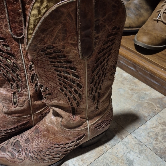 Cavender Embroidered  Women's Boots Snip Toe Brown Leather 406517 Size 7.5 B - Picture 5 of 16